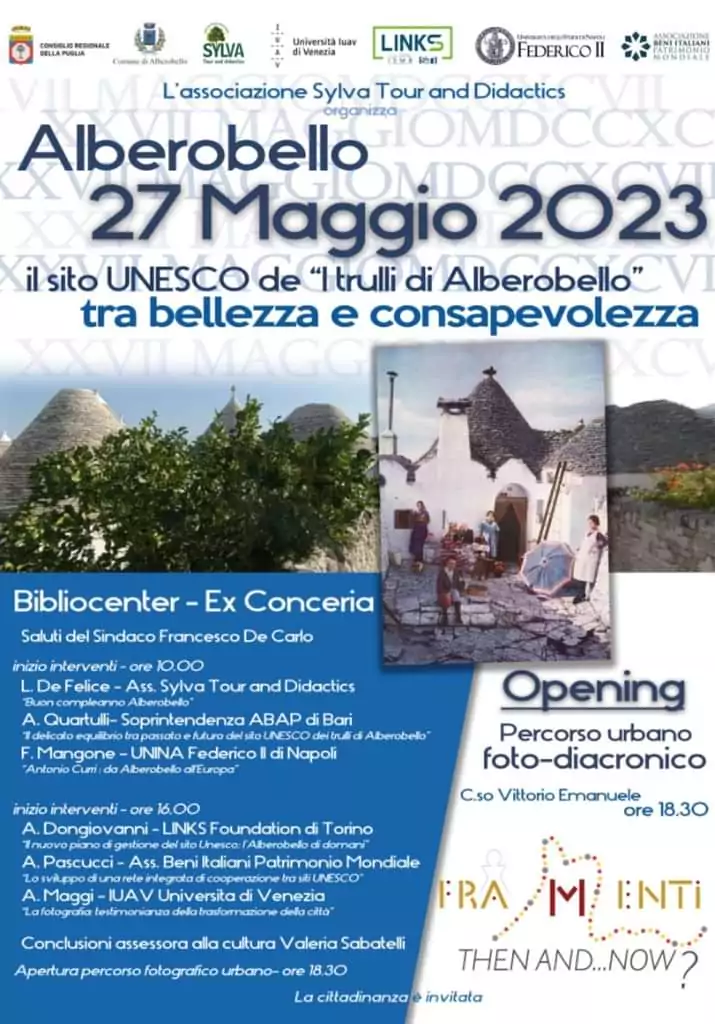 Il sito Unesco de “i trulli di Alberobello” tra bellezza e consapevolezza | Alberobello, 27 Maggio 2023 – Ore 10.00, Bibliocenter Ex Conceria